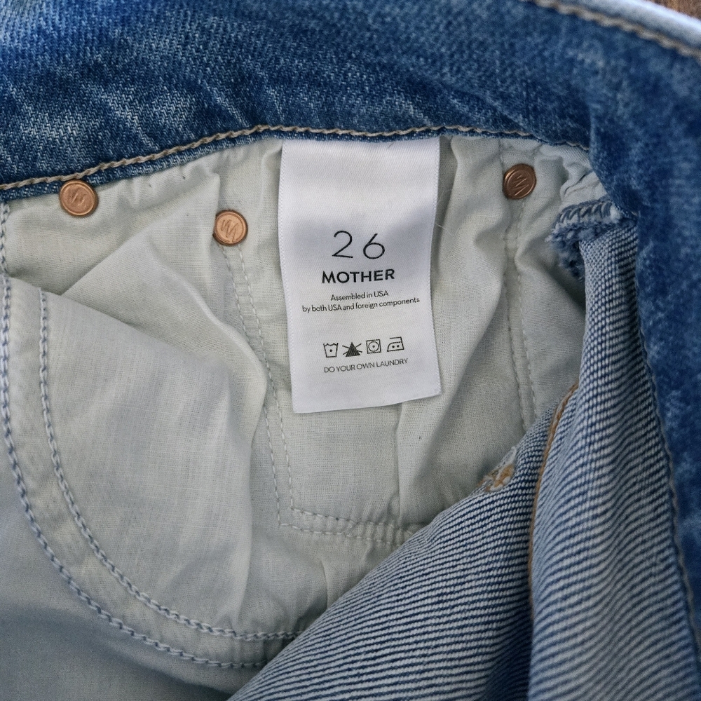 Mother The Scrapper Ankle Button Fly High Rise Stretch Straight Leg Jeans Sz 26 - Picture 15 of 16